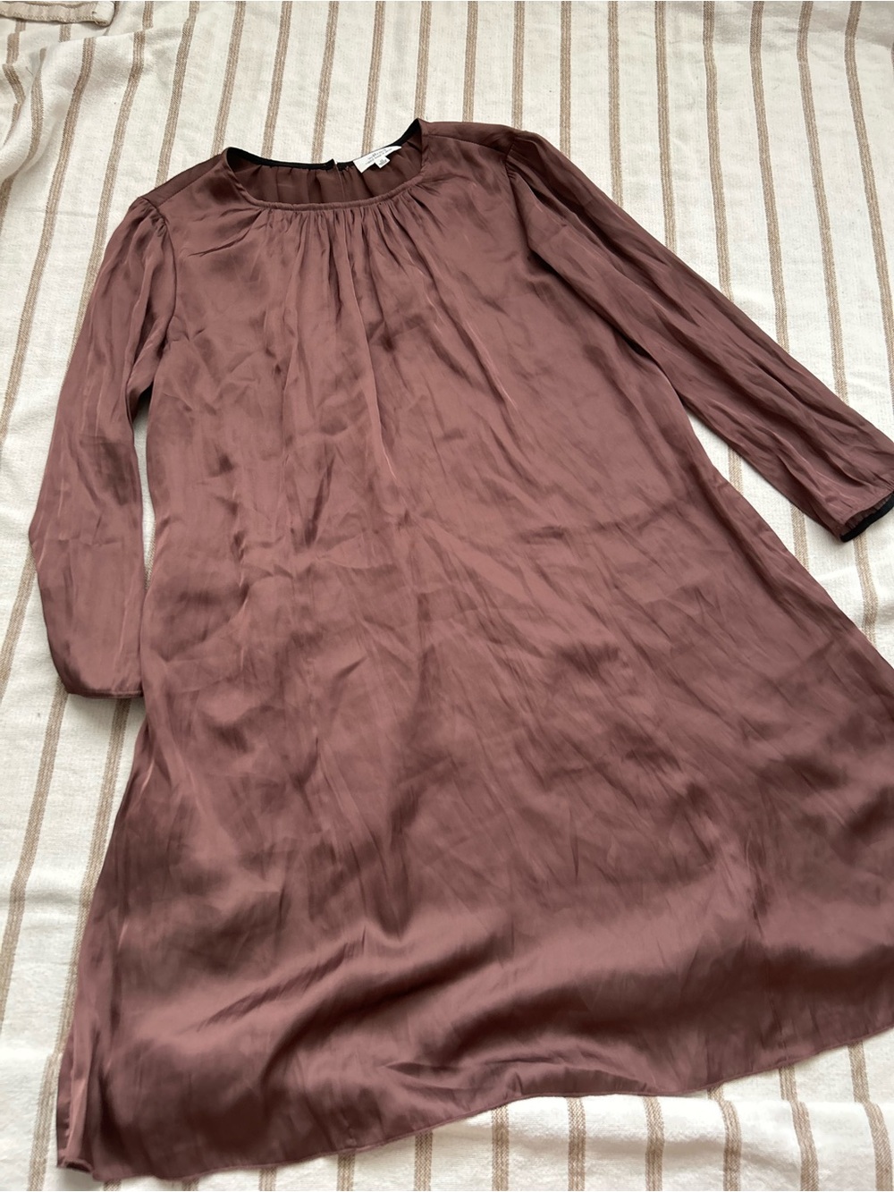 Wilfred Brown Satin Long Sleeve Mini Dress